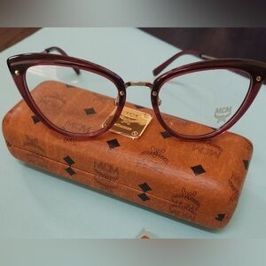 Authentic MCM Bordeaux Cat-Eye Glasses with cloth and case MCM2153